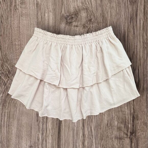 Aerie Light Pink Tiered Mini Skirt Elastic Waistband Women’s Casual Summer Skirt - Picture 2 of 9